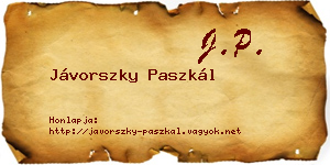 Jávorszky Paszkál névjegykártya